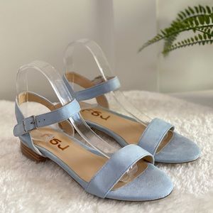 Suede Open Toe Ankle Strap Flat Sandals